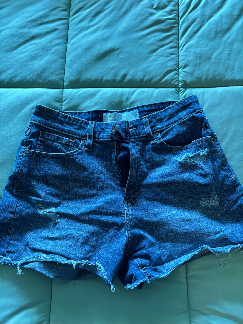 Levi's Distressed High-Rise Denim Shorts - Blue